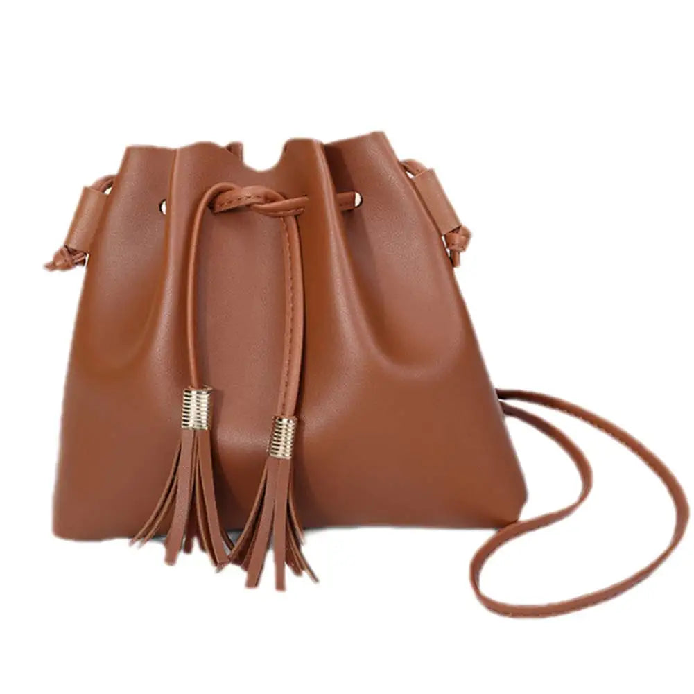 Tassel Crossbody Bag for Women Small PU Leather Handbag