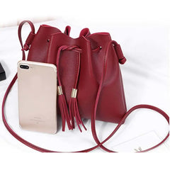 Tassel Crossbody Bag for Women Small PU Leather Handbag