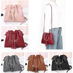 Tassel Crossbody Bag for Women Small PU Leather Handbag