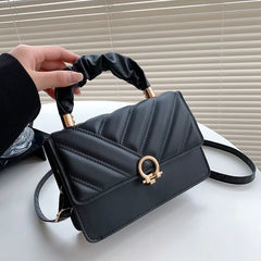 Striped Shoulder Bag Small Handbag Flap Pu Leather Crossbody Bags For Women
