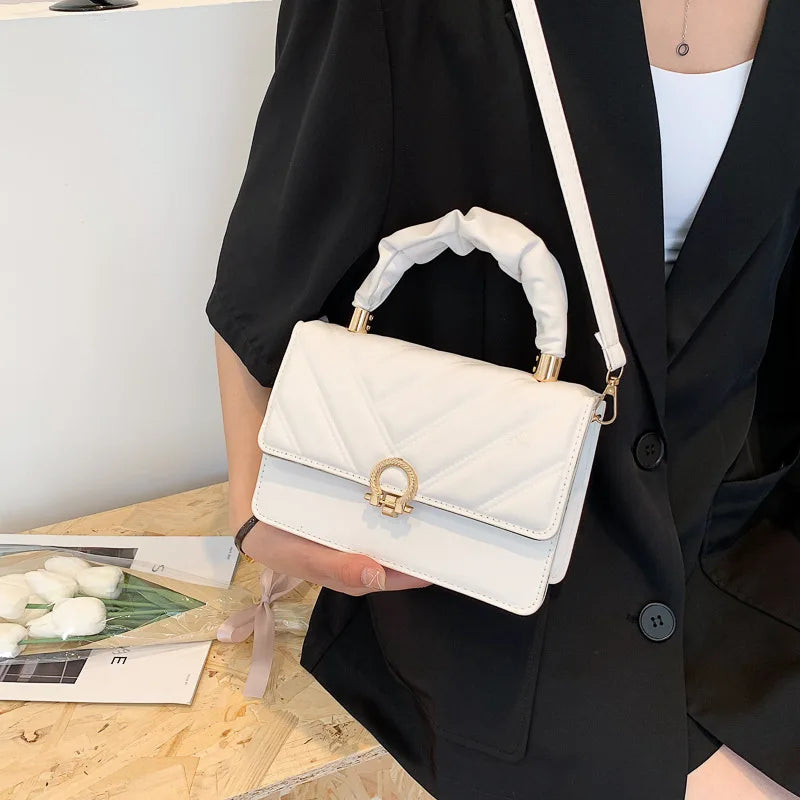 Striped Shoulder Bag Small Handbag Flap Pu Leather Crossbody Bags For Women