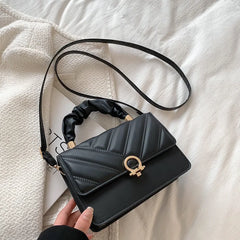 Striped Shoulder Bag Small Handbag Flap Pu Leather Crossbody Bags For Women