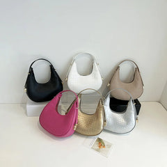 Women's Solid PU Leather Shoulder Bag Top Handle Bags