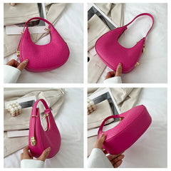 Women's Solid PU Leather Shoulder Bag Top Handle Bags