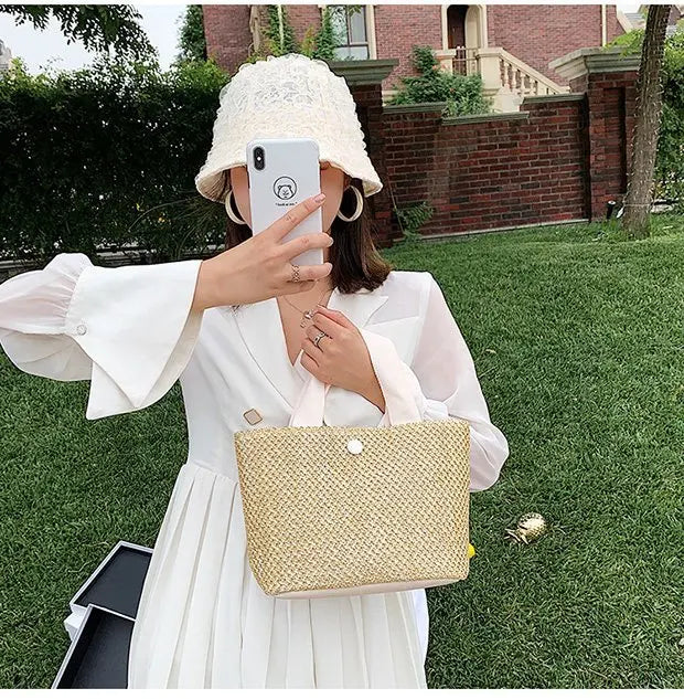 Large-capacity Straw Beach Bag for Summer Vacation