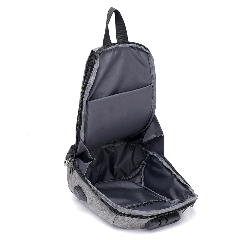 USB Charging Crossbody Bag Men Theftproof Leather Bag