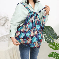Vintage Drawstring Backpack Women Large Flower Ethnic