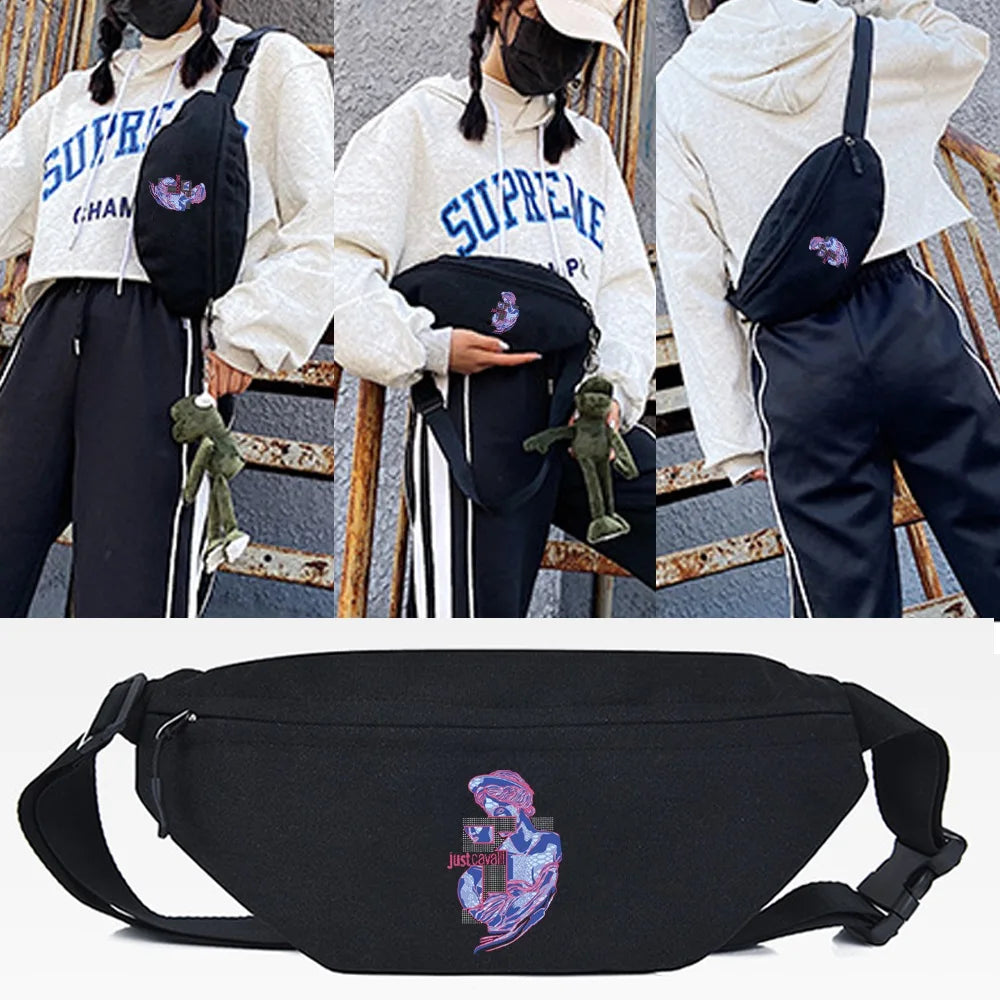 Purple David Print Waist Bag Women Shoulder Bag CrossBody Bags