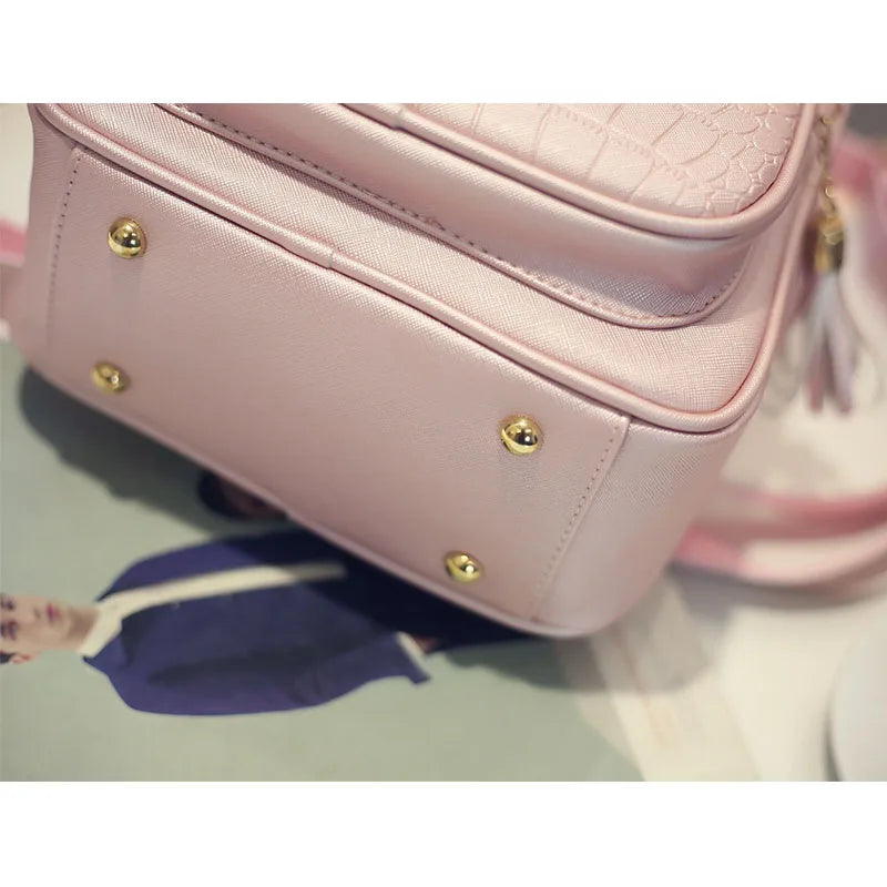 Women Backpack PU Leather Schoolbag for Teenager Girls Female Preppy Style