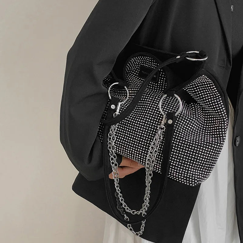 Women Bling Diamonds Handbag Large Capacity PU Leather Big Totes