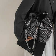 Women Bling Diamonds Handbag Large Capacity PU Leather Big Totes