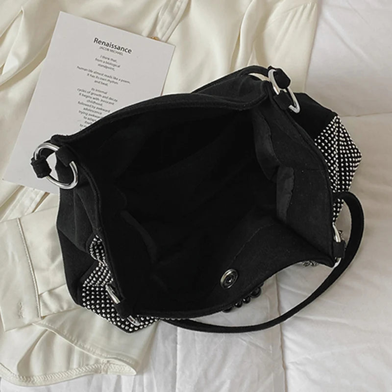 Women Bling Diamonds Handbag Large Capacity PU Leather Big Totes