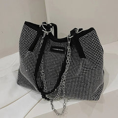 Women Bling Diamonds Handbag Large Capacity PU Leather Big Totes