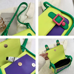 Yellow PU Leather Shoulder Bag Women's Crossbody Handbag