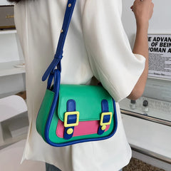 Yellow PU Leather Shoulder Bag Women's Crossbody Handbag