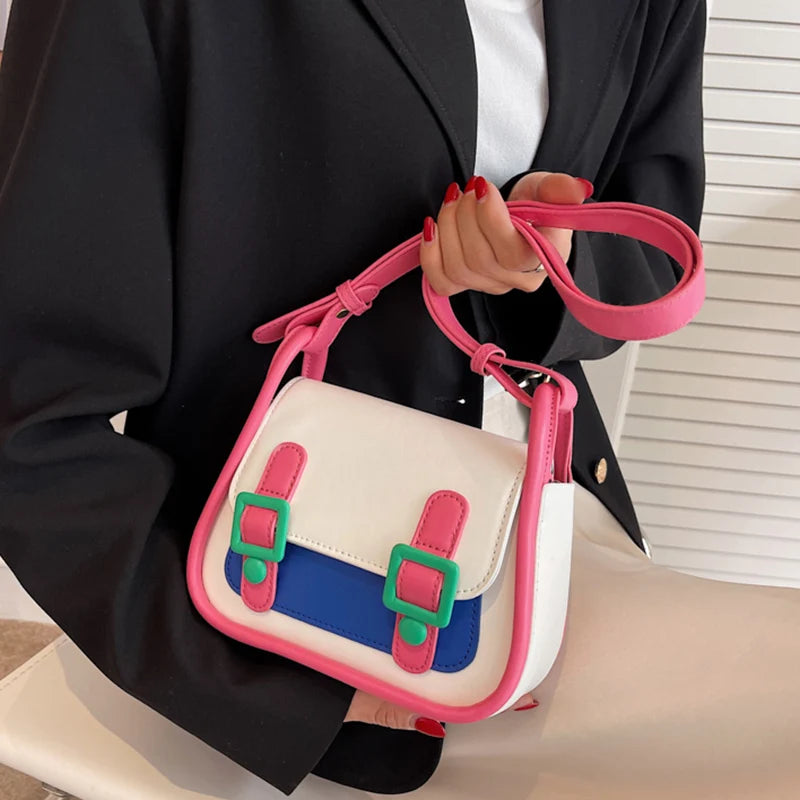 Yellow PU Leather Shoulder Bag Women's Crossbody Handbag