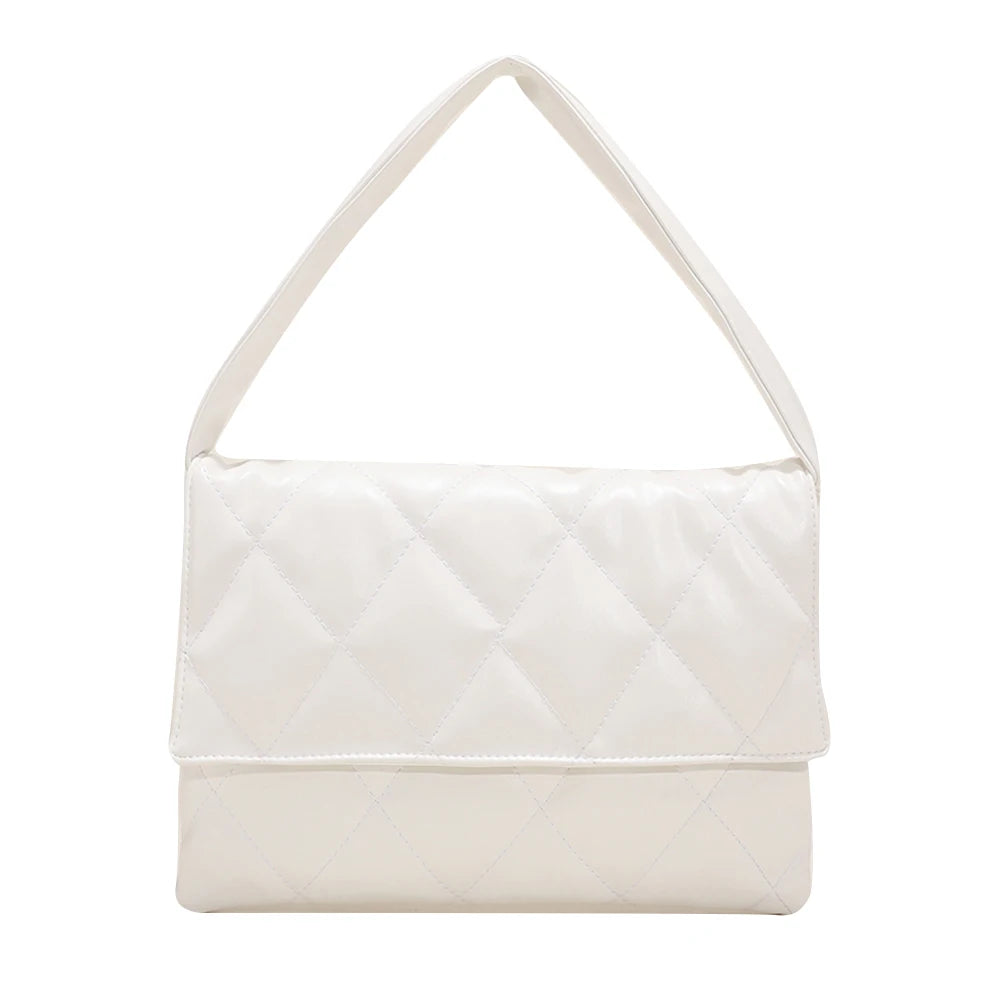 Women Diamond Lattice Leather Handbag Flap Shoulder Tote Purse