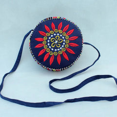 Ethnic Embroidery Round Shoulder Bag Crossbody Zipper Women's Handbags
