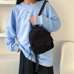 Corduroy Mini Backpack for Women Casual Student Travel Bookbag