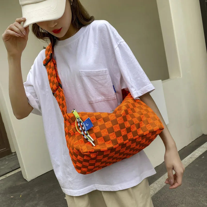 Women Plaid Checkerboard Messenger Bags Ladies Shoulder Crossbody Bag