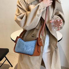 Women Pu Leather Handbag Large Capacity Denim Shoulder Bags For Women
