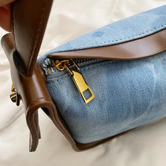 Women Pu Leather Handbag Large Capacity Denim Shoulder Bags For Women