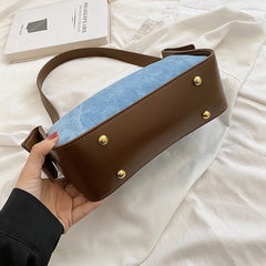 Women Pu Leather Handbag Large Capacity Denim Shoulder Bags For Women