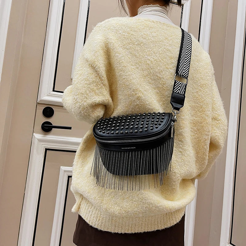 Women Tassel Shoulder Crossbody Bag Casual Shopping Chest Bag