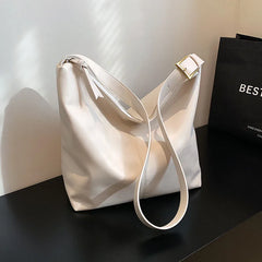 Soft PU Leather Shoulder Bag Large Capacity Bucket Crossbod