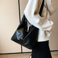 Soft PU Leather Shoulder Bag Large Capacity Bucket Crossbod