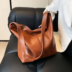Soft PU Leather Shoulder Bag Large Capacity Bucket Crossbod