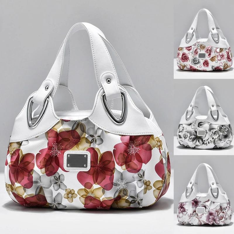 Women Shoulder Bags Printed Flowers Ladies Messenger Bag High Leather