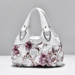 Women Shoulder Bags Printed Flowers Ladies Messenger Bag High Leather