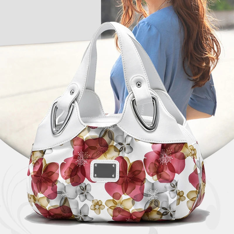 Women Shoulder Bags Printed Flowers Ladies Messenger Bag High Leather