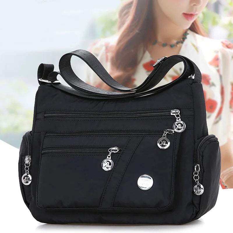 Nylon Oxford Shoulder Messenger Bag Waterproof Zipper Travel Crossbody Bag