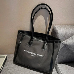 Women Canvas Handbags Casual Beige Brown Large Capacity Shoulder Bags