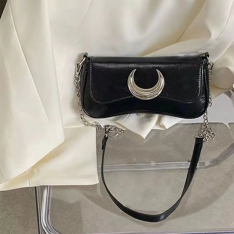 Women Solid Chain Pendant Shoulder Bag Casual Versatile Underarm Bag