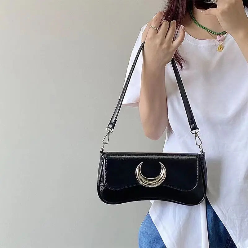 Women Solid Chain Pendant Shoulder Bag Casual Versatile Underarm Bag