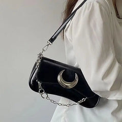 Women Solid Chain Pendant Shoulder Bag Casual Versatile Underarm Bag