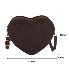 Vintage PU Shoulder Bag Heart Shape Crossbody Small Purse Handbag