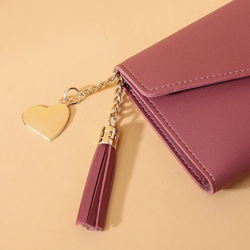 Women Zipper Clutch Wallet Soft PU Leather Red Gray