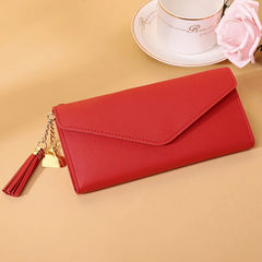 Women Zipper Clutch Wallet Soft PU Leather Red Gray