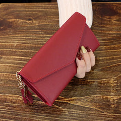 Women Zipper Wallets Long Clutch Soft PU Leather Money Bag