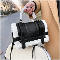 Women Winter Faux Fur Lalambswool Shoulder Crossbody Bag Handbag
