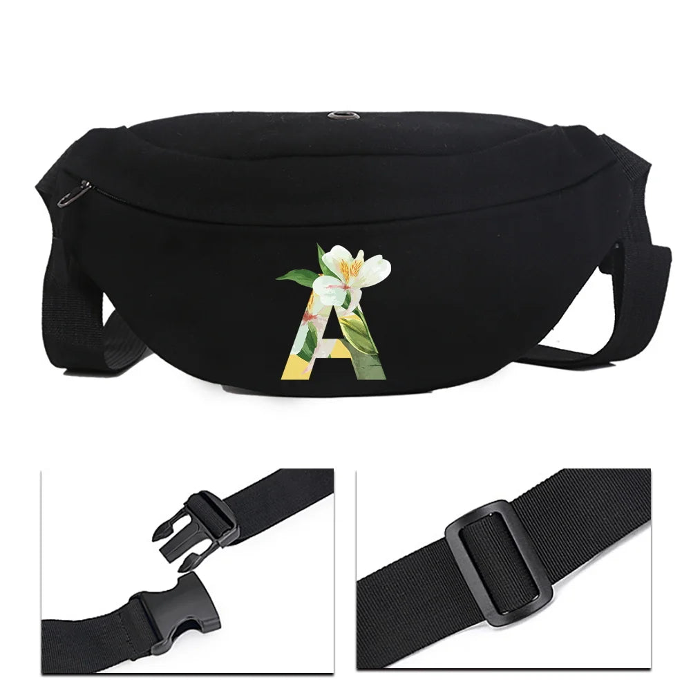 Floral Pattern Canvas Women's Shoulder Chest Waist Messenger Bag