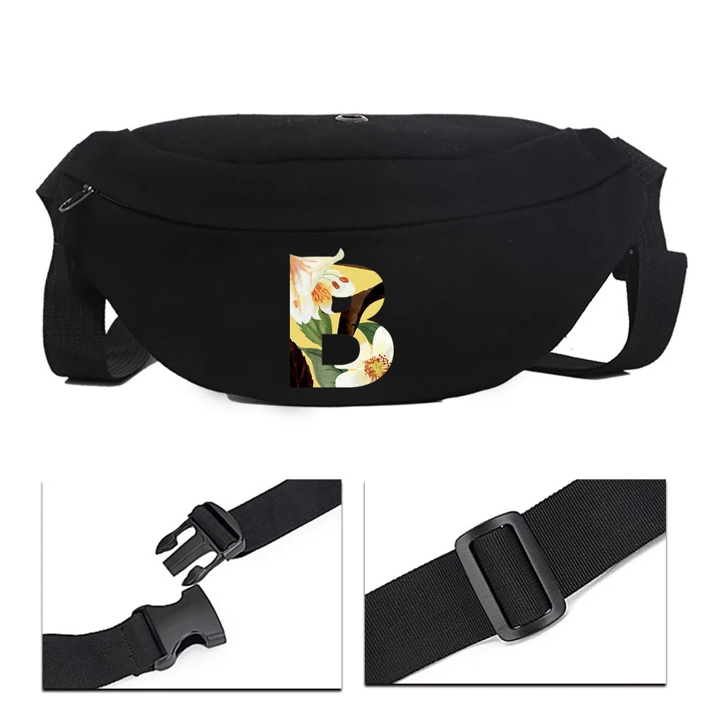 Floral Pattern Canvas Women's Shoulder Chest Waist Messenger Bag