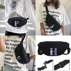 Purple Flower Pattern Canvas Shoulder Bag