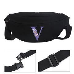 Purple Flower Pattern Canvas Shoulder Bag