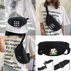 Women's Canvas Travel Bag Map Pattern Shoulder Chest Waist Messenger Bag