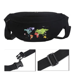 Women's Canvas Travel Bag Map Pattern Shoulder Chest Waist Messenger Bag